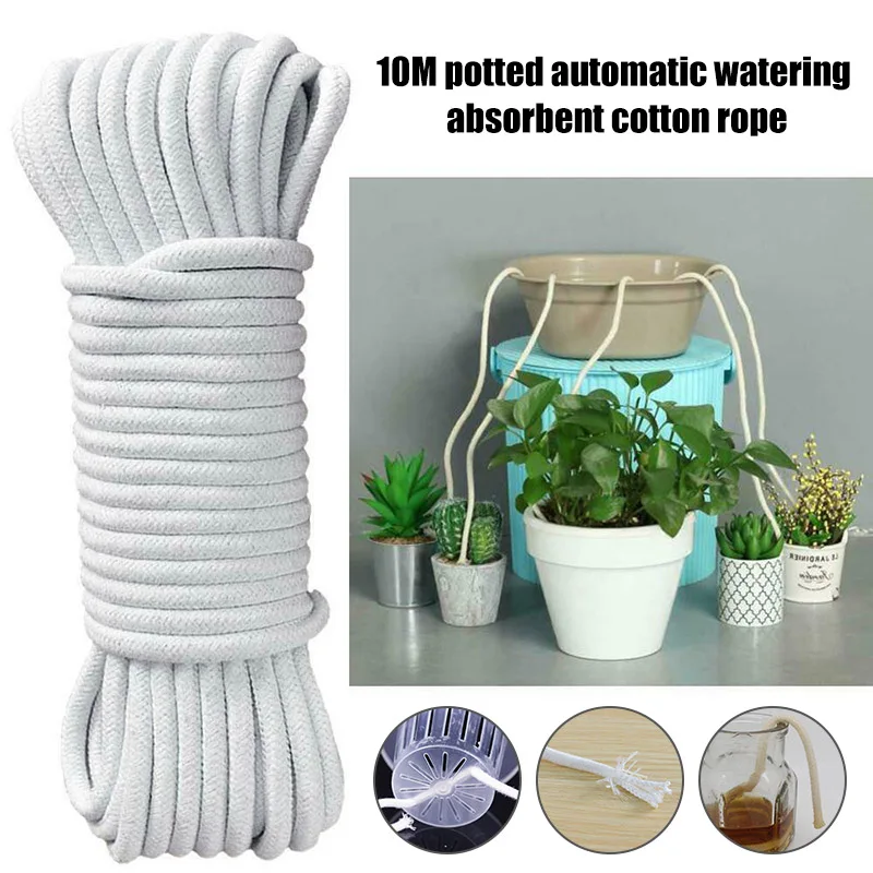 

Hot 10M Self Watering Wick Cord Cotton Rope for Indoor Potted Plant Self-Watering DIY DO2