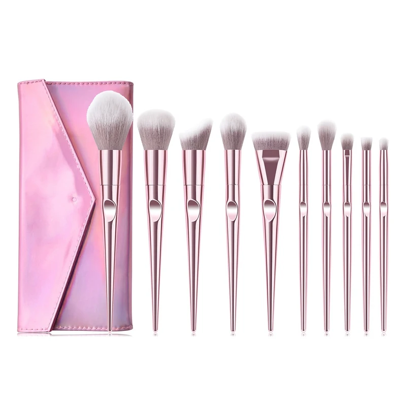 

10Pcs Eye Makeup Brushes Set Rose Gold Soft Makeup Brush For Powder Blush Eyeshadow Blending Brushes Cosmetics Kit