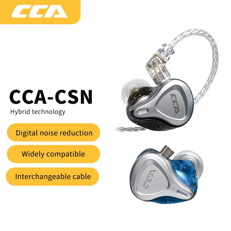 Гибридные наушники CCA CSN 1BA + 1DD шумоподавление наушники-вкладыши мониторные Hi-Fi