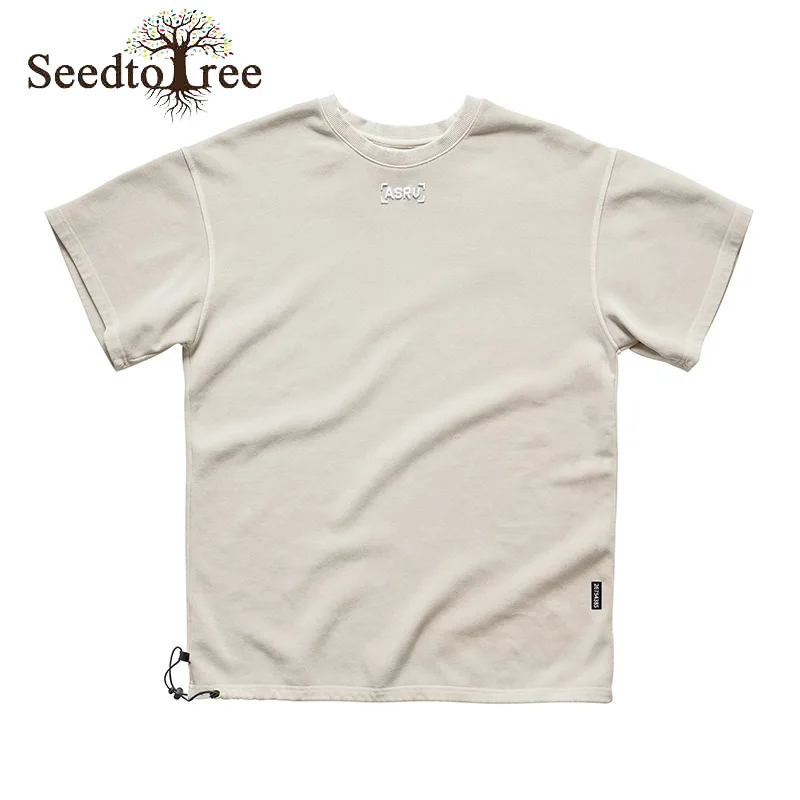 

Summer Men's Short Sleeved T-shirt Round Neck Loose Large Size Solid Color Embroidery Sports Short Sleeves