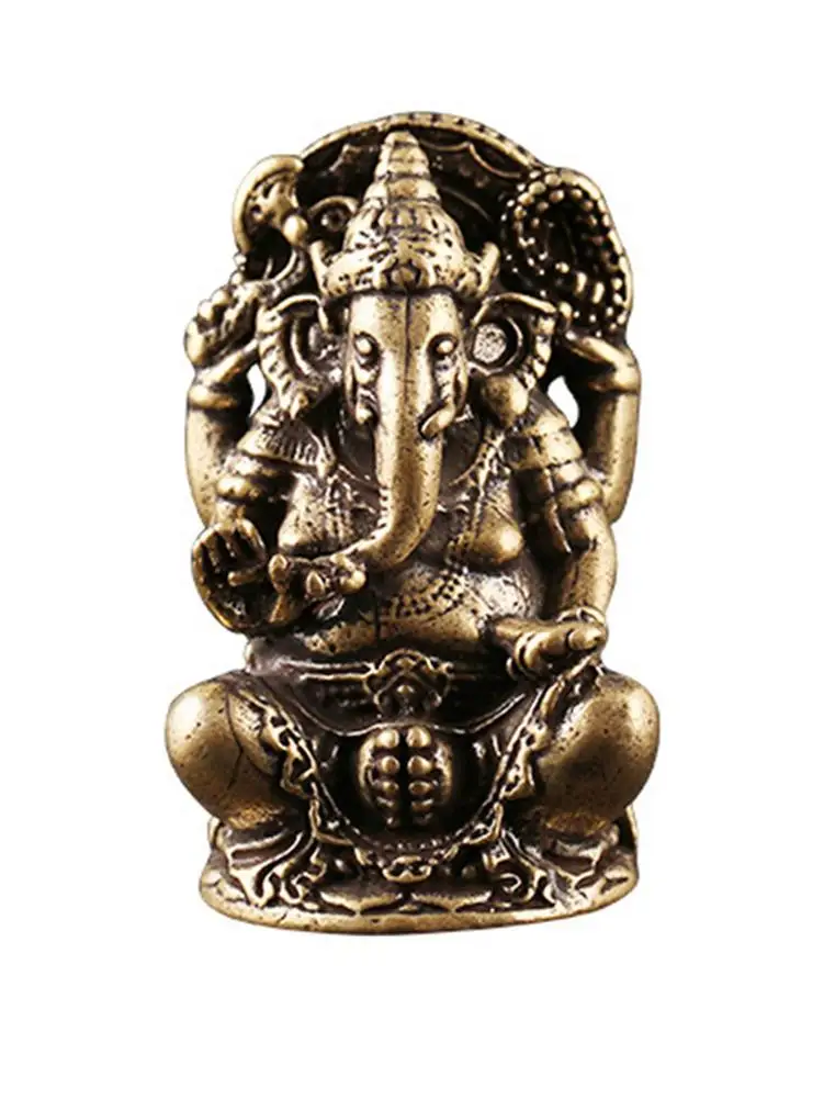 Мини винтажная латунная Статуэтка Ганеша карманный Индия Таиланд скульптура в