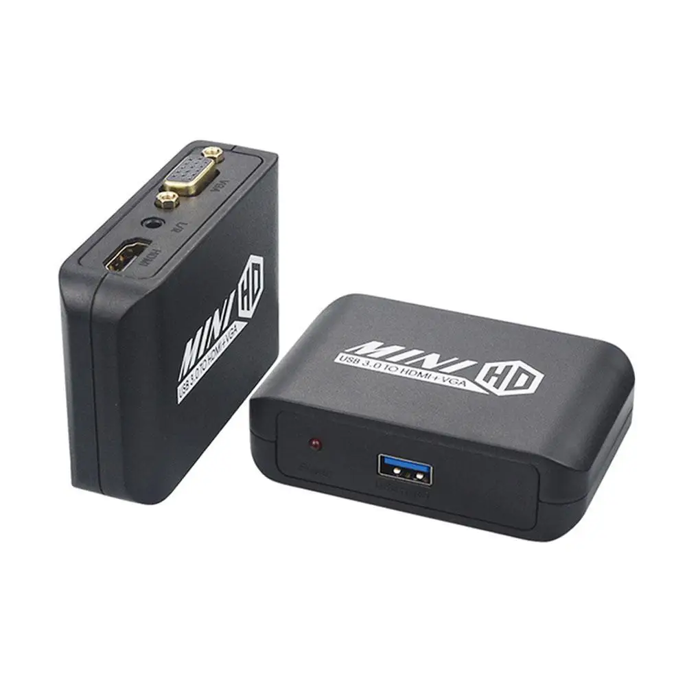 

Портативный компактный адаптер 1080P USB3.0-HDMI + VGA 1920x1080 HDMI HD видео конвертер для ноутбука
