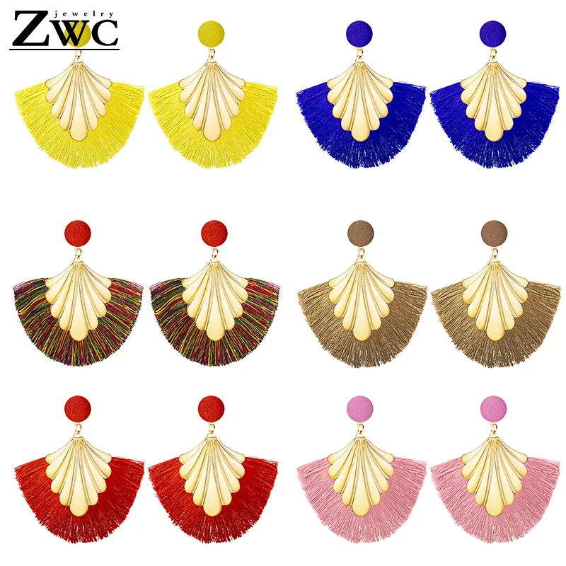 ZWC модные богемные массивные висячие серьги с кисточками для женщин Длинные