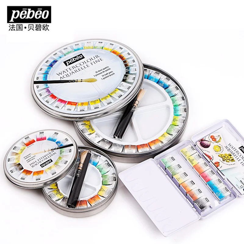 

Набор акварельных красок Pebeo Artist 24/12 цветов, портативная однотонная ручка с кисточкой для рисования, товары для творчества