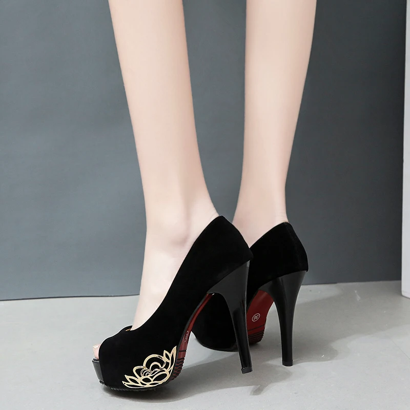 

2021 new all-match metal high-heeled shoes waterproof platform comfortable stiletto shallow mouth women's single shoes