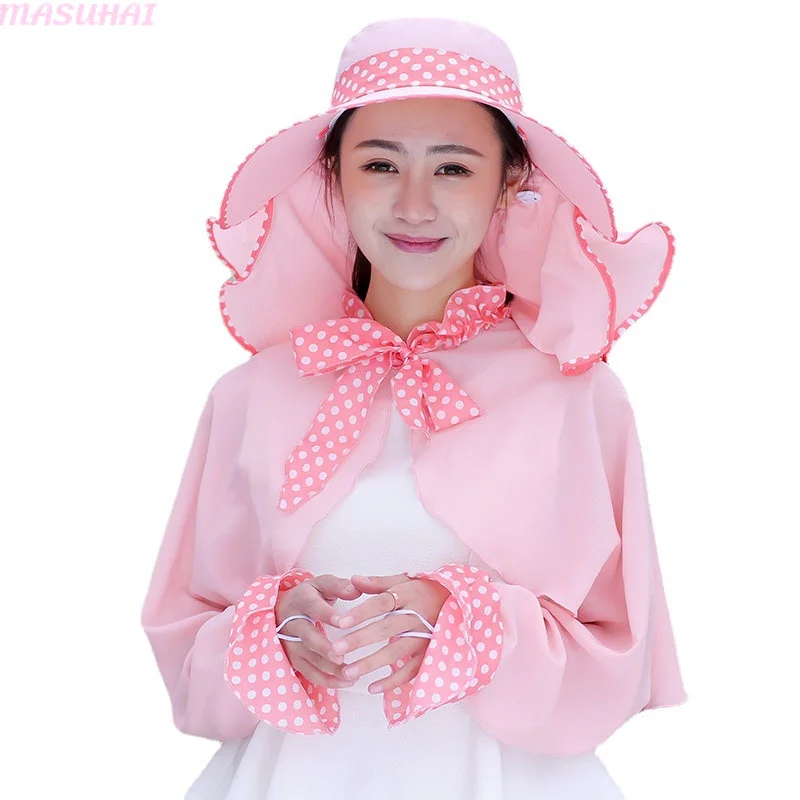 

Шляпа MASUHAI Женская Солнцезащитная из 2 предметов, Модная хлопковая Панама от солнца для езды на велосипеде и путешествий, в Корейском стиле, ...