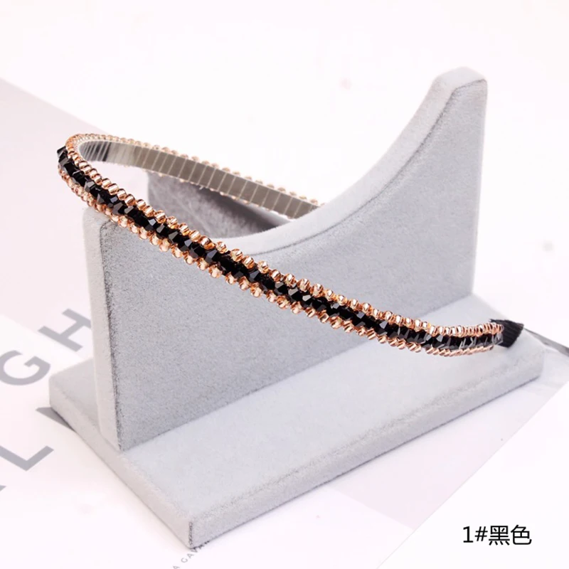 Блестящая Роскошная лента для волос со стразами девочек ручная работа бисер