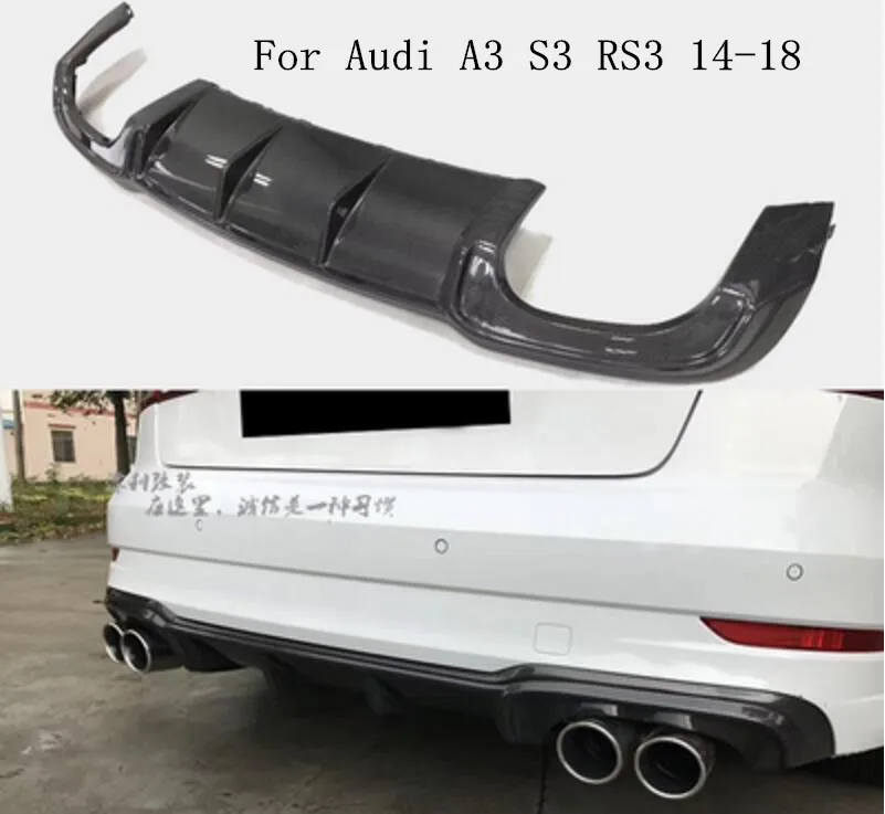 TSI-STYLE углеродного волокна задний бампер для губ, автомобильный диффузор Подходит для Audi A3 S3 RS3