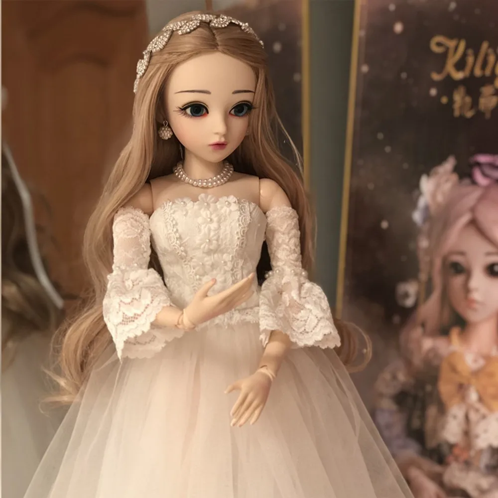 60 см BJD 1/3 куклы для девочек с свадебным платьем парики обувь макияж 100% ручная
