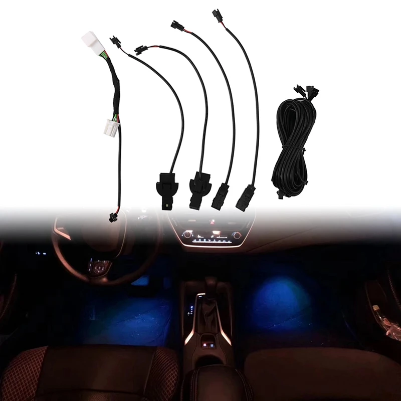 

4Pcs LED Foot Light Ambient Light Decorative Light Special Atmosphere Lamp Ice Blue for Toyota RAV4/Wildlander 2019-2021