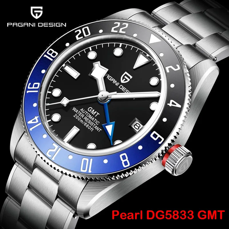 

PAGANI DESIGN GMT 200M Waterproof Ceramic Bezel Watches Business Stainless Steel Sapphire Clock Man's Luminous Luxury Men watch