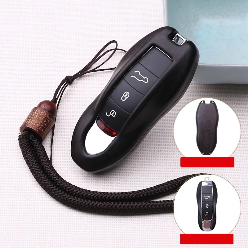 Ebony 01 Красный мундштук для саксофона, сандаловое дерево, черное дерево держатель для ключей чехол для Porsche Panamera Cayenne Cayman, Macan 718 911 - Название цвета: Ebony 01