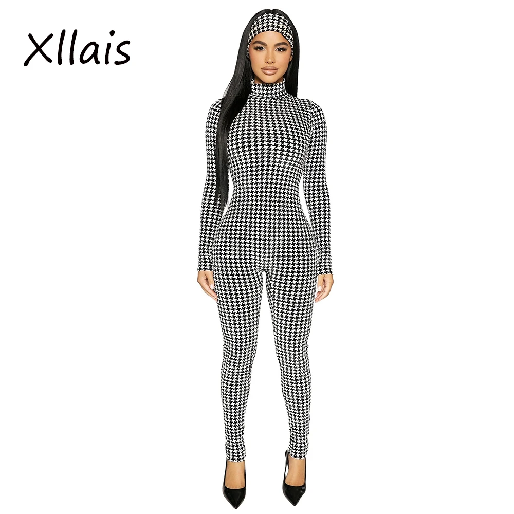 

Комбинезон XLLAIS женский зимний, пикантный эластичный комбинезон в рубчик с длинным рукавом, модная одежда для дня рождения с высоким воротни...