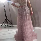 Женское длинное вечернее платье, элегантное блестящее платье с длинным рукавом, высокой талией и блестками для свадьбы, 2021