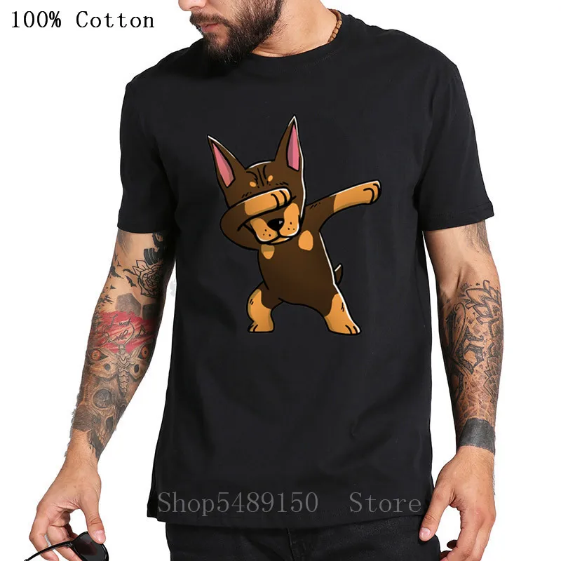 Коричневая футболка Dab Doberman Мужская забавная Pinscher Dabbing с изображением собаки