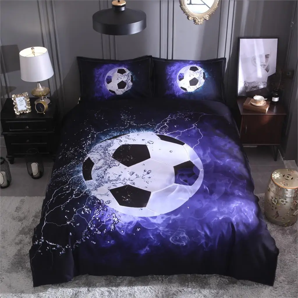 

30 Bedding Sets 2/3pcs 3D Duvet Cover Bed Sheet Pillow Cases Size EU/CN/US Queen King Blue Football outbreaks