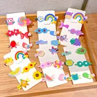 6 шт.компл. милые детские заколки для волос с цветочным рисунком