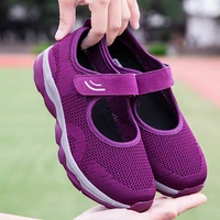 middle aged and elderly womens shoes breathable non slip soft soled flat shoes spring and autumn vintage hiking shoes