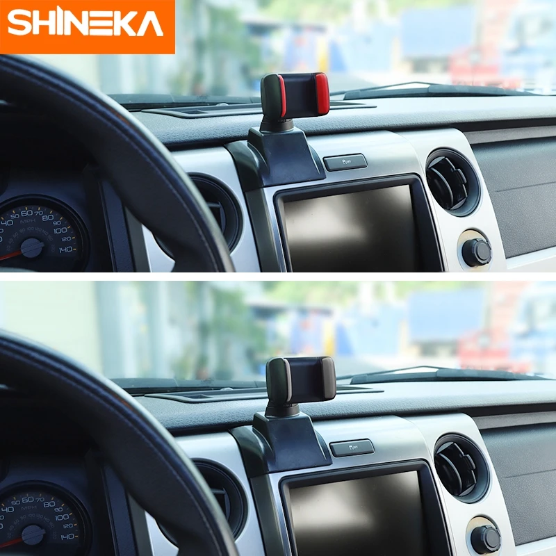 shineka car mobile phone stand ipad cellphone bracket for ford f150 raptor 2013 2014 360 degree abs gps holder accessories free global shipping
