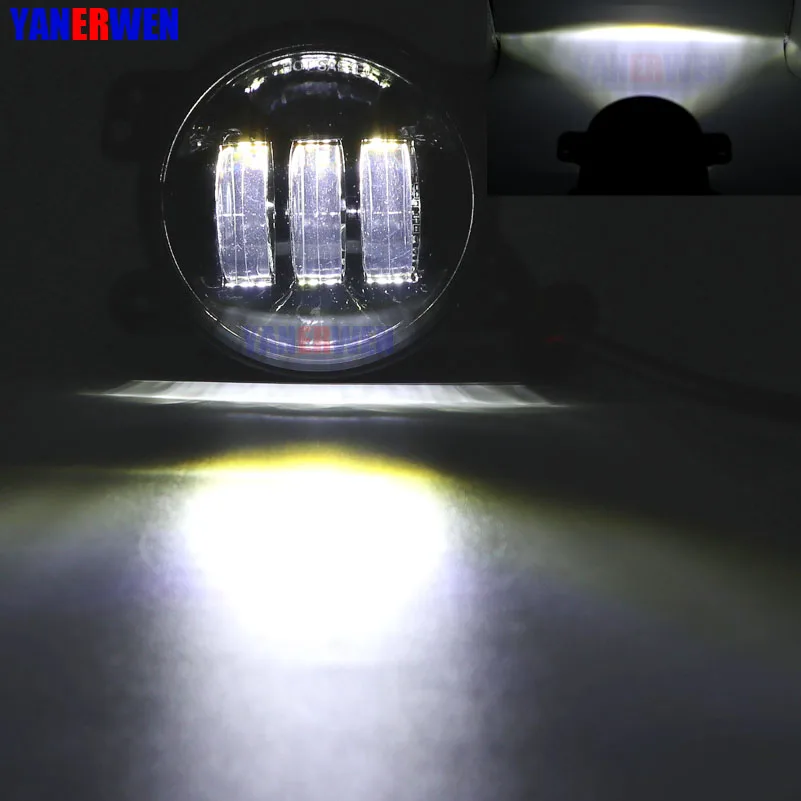 

1 pair 30w 4 inch White Round LED fog lights lens Projector 4'' LED Fog Lamp For Offroad Jeep Wrangler Dodge Chrysler