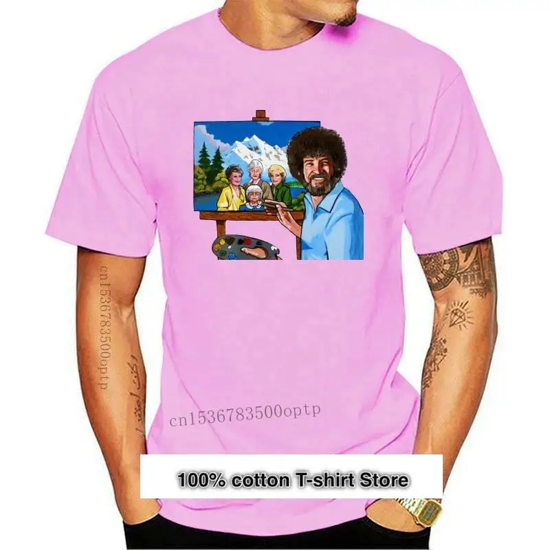 

Camiseta negra UNISEX, camisa con estampado personalizado, dibujo de BOB ROSS, moda divertida, PH319