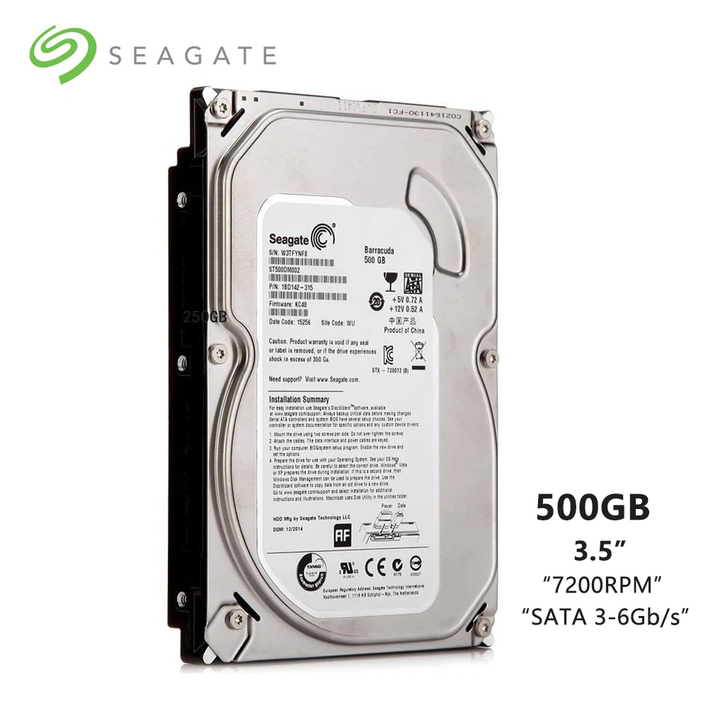 Бренд Seagate 500 GB SATA 3 ГБ/сек. 6 HDD Гб 7200 об/мин 8 Мб/32 буфер MB настольных ПК 5
