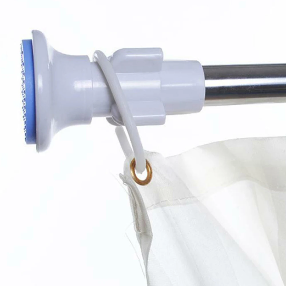 

Telescopic Shower Bath Curtain Rail Extendable Heavy Duty Stable Steel Pole Rod Blue Head Telescopic Shower Curtain Rod