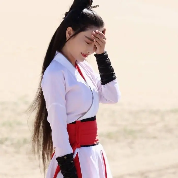 Платье в красно белую полоску Китайский традиционный ханьфу платье Тан костюм