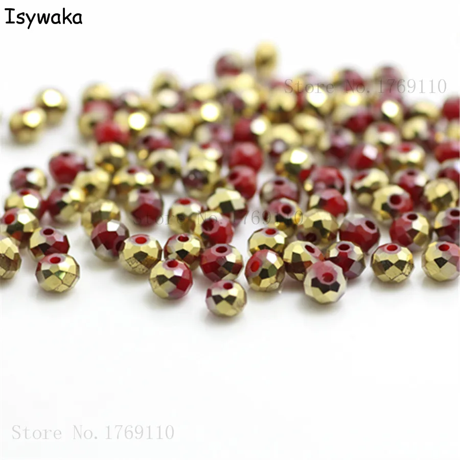 

Оптовая продажа твердых красных золотых цветов 4 мм 300 шт Rondelle Австрийские хрустальные стеклянные бусины свободные граненые круглые бусины ...