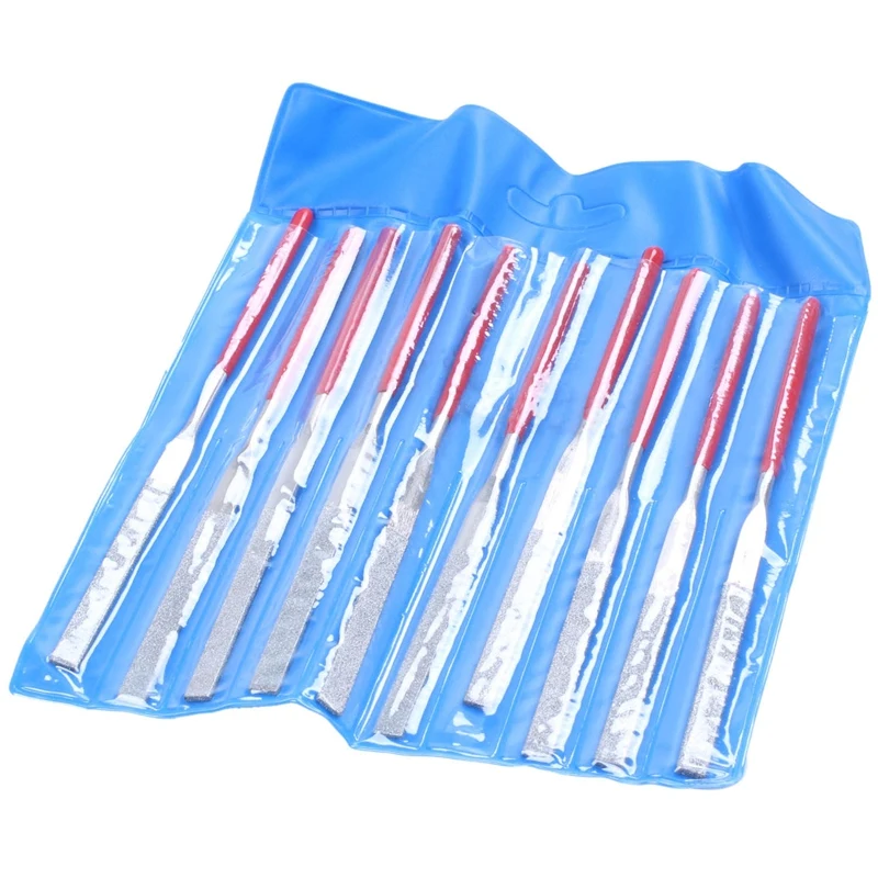 

Plastic coating 3 x 140 mm Handle double on both sides of diamond set of flat files set of 10 pieces