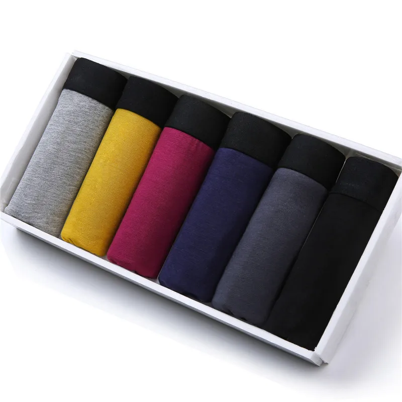 

6 Pieces Men Underwear Solid Boxer Shorts Calzoncillos Hombre High Quality Mens Panties Boxers Wholesale Lots Underpants