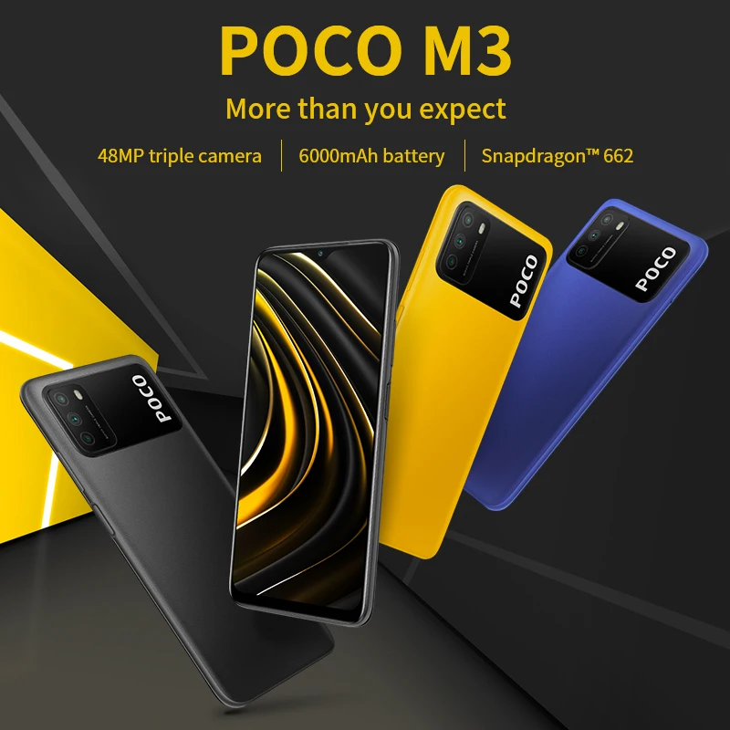 POCO M3 глобальная версия 4 Гб 64 Гб/128 Смартфон Xiaomi Snapdragon 662 Восьмиядерный 6 53 &quotFHD +