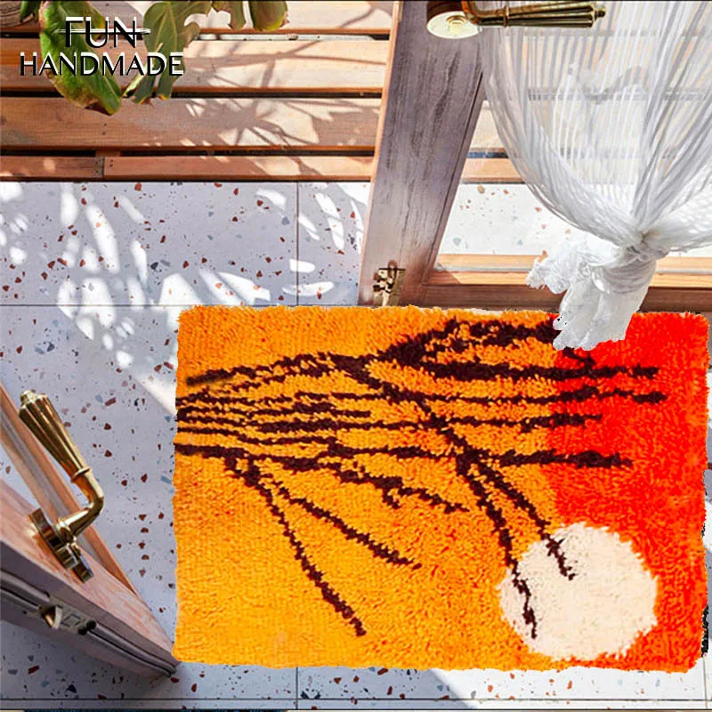 

DIY Autumn Dusk Latch Hook Kits Rug Crochet Tapis Landscape Style Needle Embroidery For Carpet Tapestry Kits Pattern Floor Mat