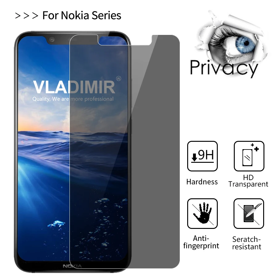 9H конфиденциальность анти шпионское закаленное стекло для Nokia X6 5 1 3 6 7 8 Защитная
