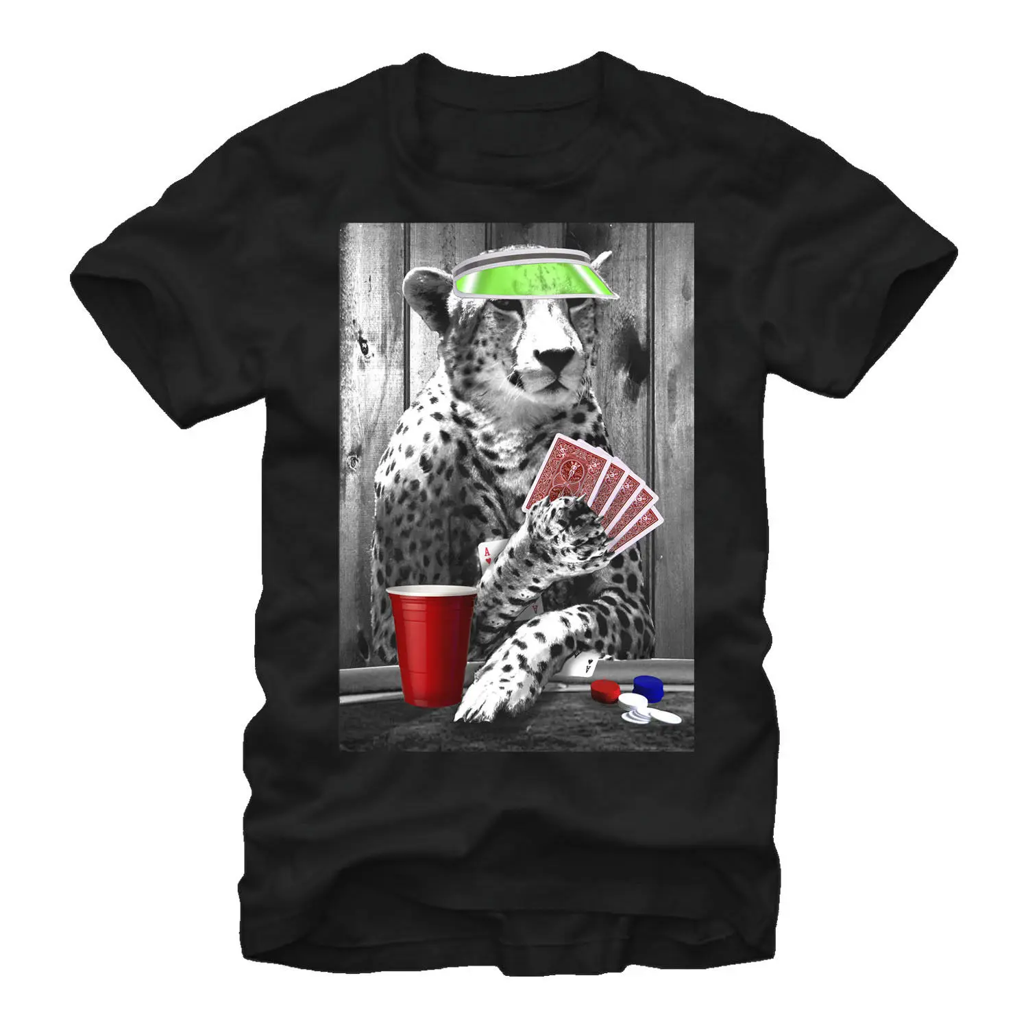 Забавная модная футболка с графическим принтом в виде игрального гепарда. Летняя