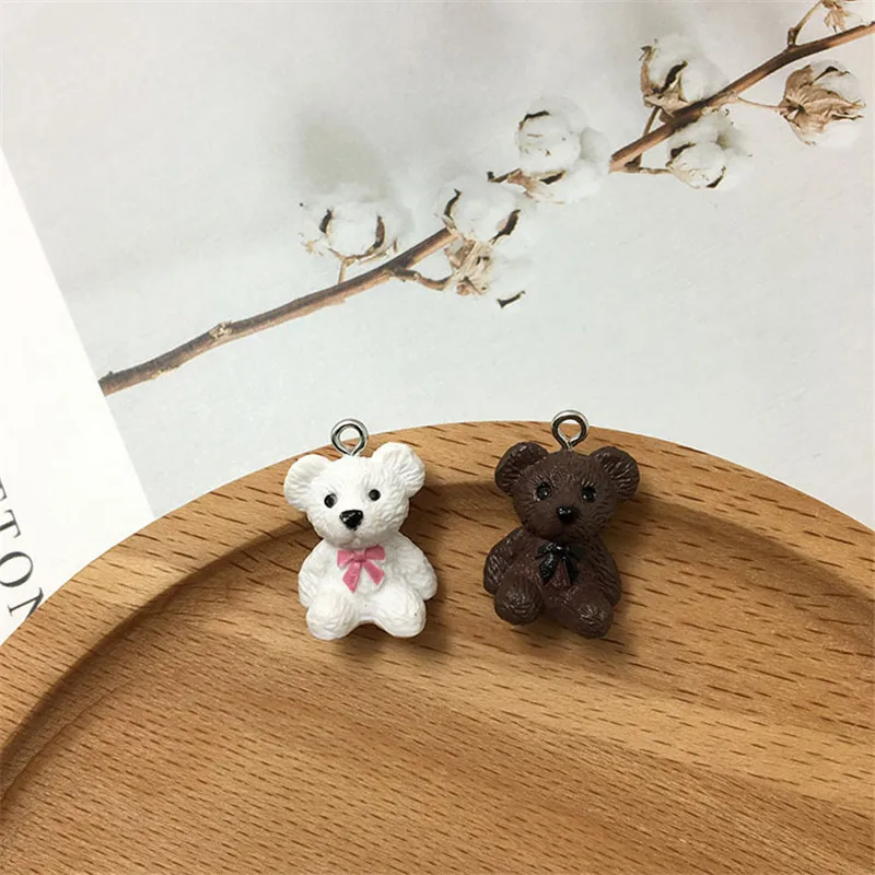 4 шт. Kawaii 3D медведь ожерелье смола шармы Подвески Diy для изготовления ювелирных изделий маленький медведь брелок ремесла ручной работы аксессуар