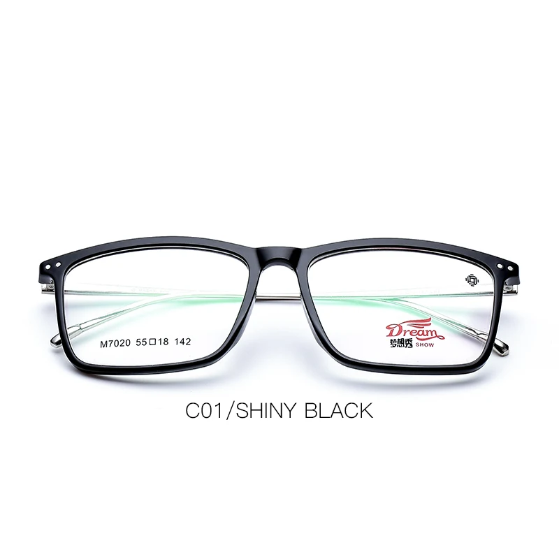 C01 Shiny black Мужские TR90 Оптическое стекло es оправа прозрачная Близорукость глаз Стекло корейский рецепт очки Рамка# M7020 - Цвет оправы: C01 Shiny black