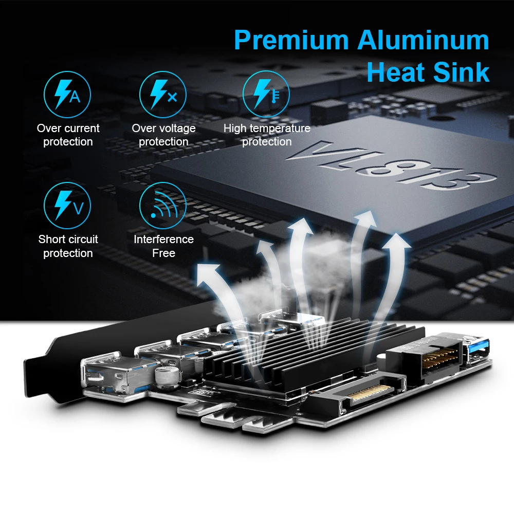 

5 Ports USB 3.0 To Expansion Card Cards With 15-Pin SATA Power Connector And Motherboard 19-Pin USB 3.0 Hub Computer Accessories
