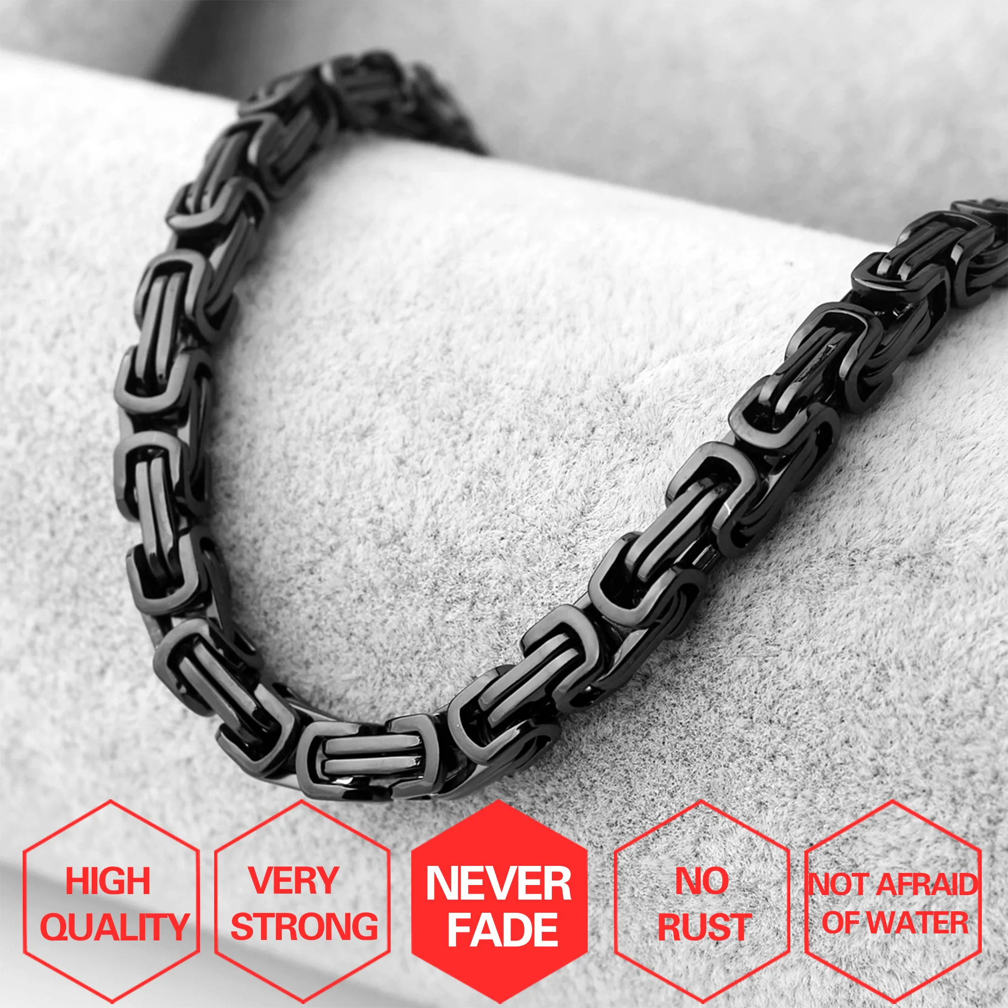 Мужская Византийская цепочка из нержавеющей стали Черное золото элегантное