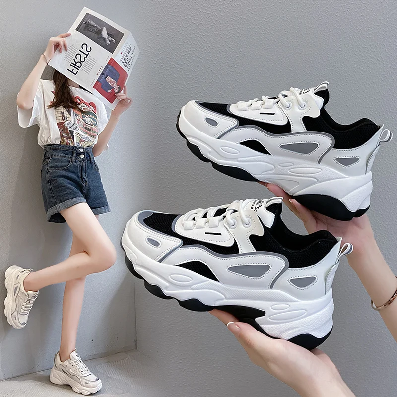 

2021 Women Sneakers Spring Autumn Ladies Paltform Shoes Comfortable Thick Bottom Dad Shoes Fashion Women Chunky Sports Sneakers