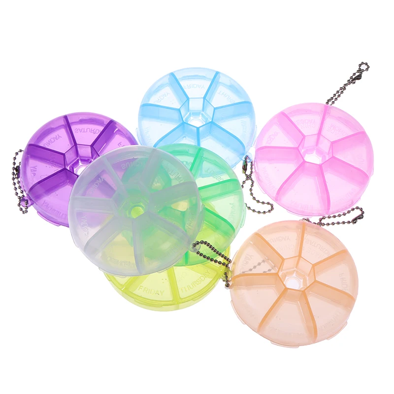 1PC Square Folding Vitamin Medicine Drug Pillbox Travel Pill Box Storage Case RANDOM COLOR New | Красота и здоровье