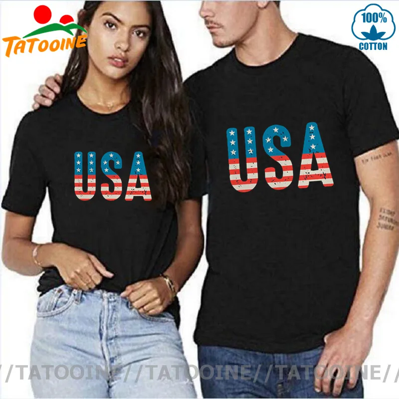Футболка с американским флагом на День независимости для женщин и мужчин