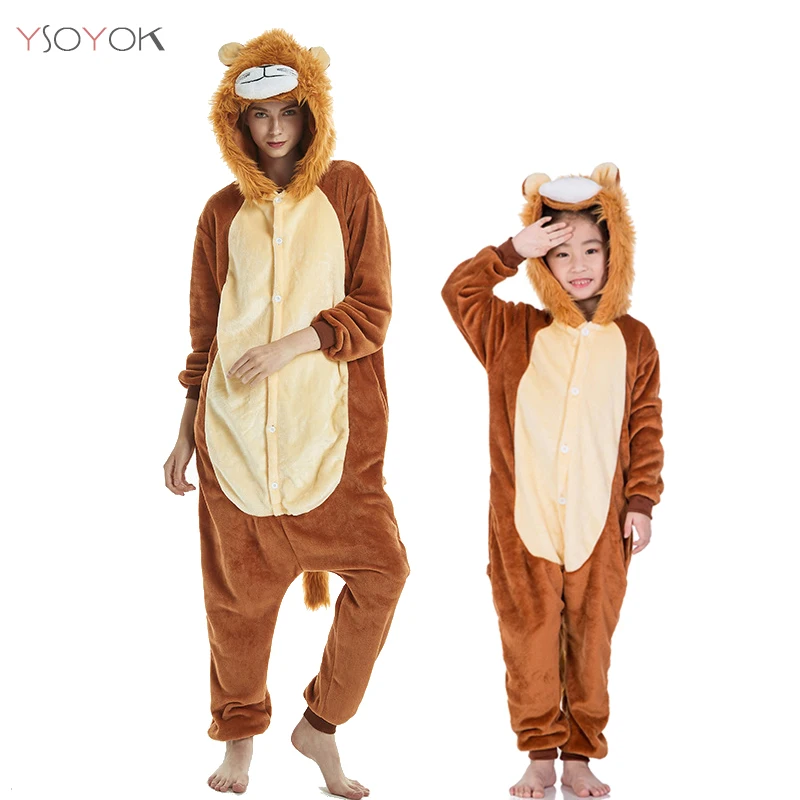 Детский Лев пижамы кигуруми в виде единорога мультфильм животных Единорог