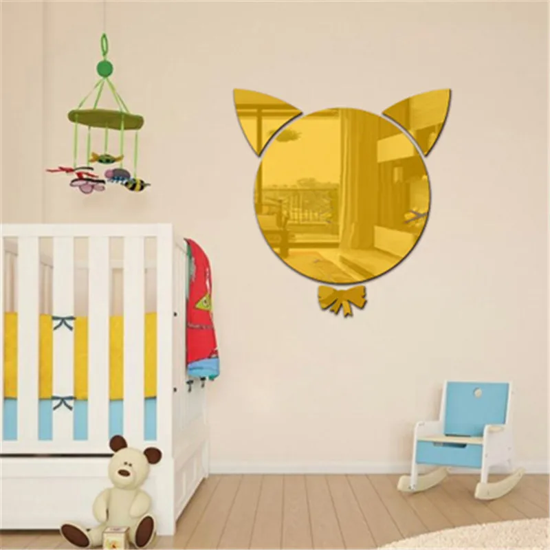 Нордические животные единорог фламинго кот 3D зеркальные наклейки на стену для