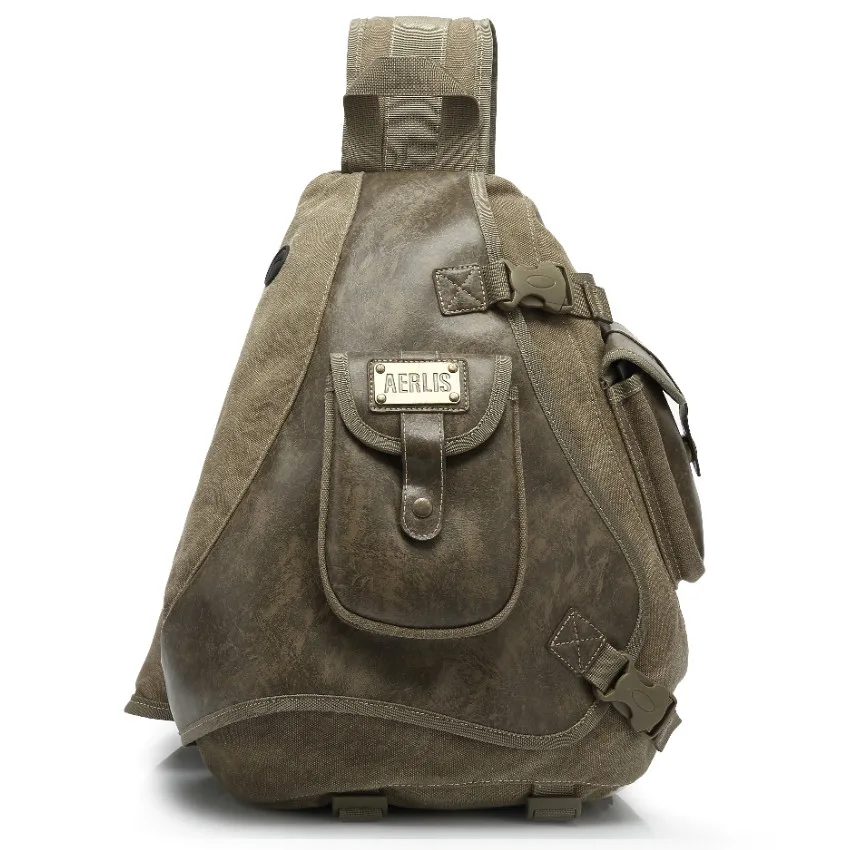 

Дизайнерская мужская сумка-мессенджер Aerlis, повседневная холщовая кожаная сумка-слинг в стиле пэчворк, мужская сумка через плечо A6215