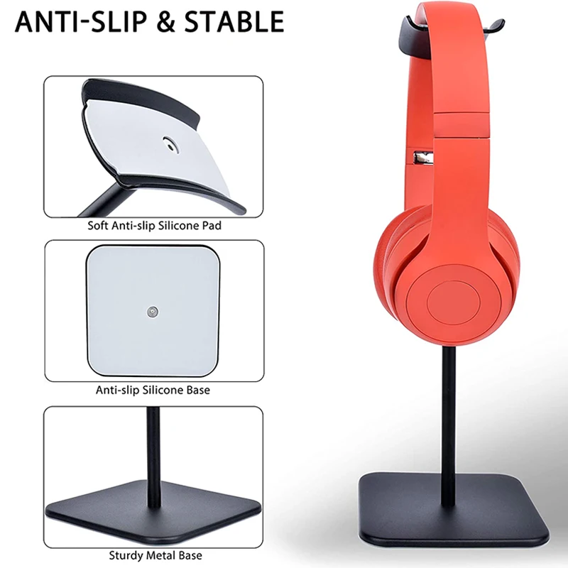 

Headphone Stand Hanger 10.6in Metal Stable Headset Stand Holder with Silicone Anti-Slip Pad for All Headphones Size