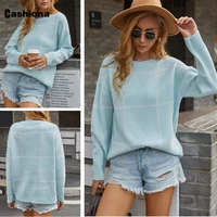 long sleeve men knitted sweaters latest autumn plaid knitwear 2021 european style fashion top casual pullovers female streetwear