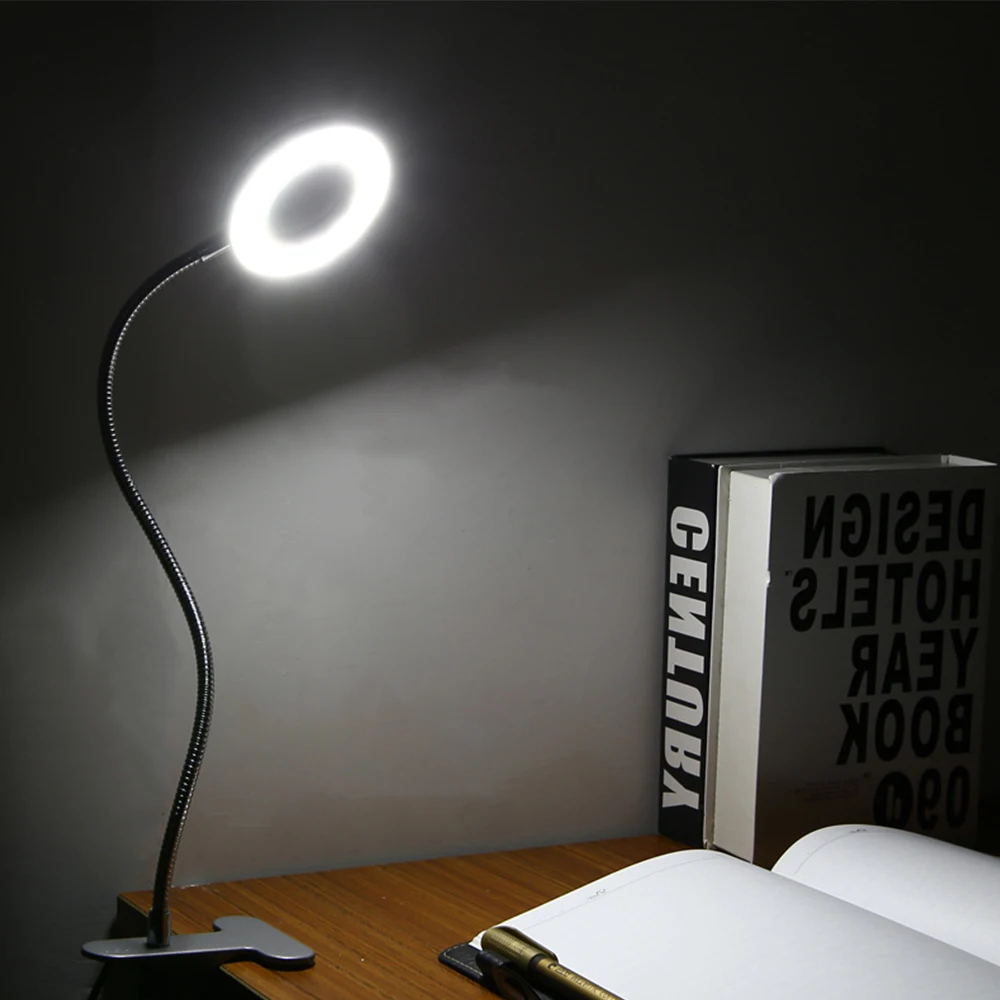 LED Clip On Desk Lamp USB Reading Light with 3 Mode Brightness Eye Caring Flexible Gooseneck Bedside Book Studying | Лампы и освещение