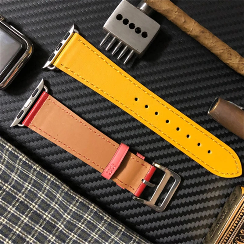 Ремешок из коровьей кожи для Apple Watch Band 42 мм 44 Iwatch Series 6 5 4 3 2 1 SE сменный Браслет с