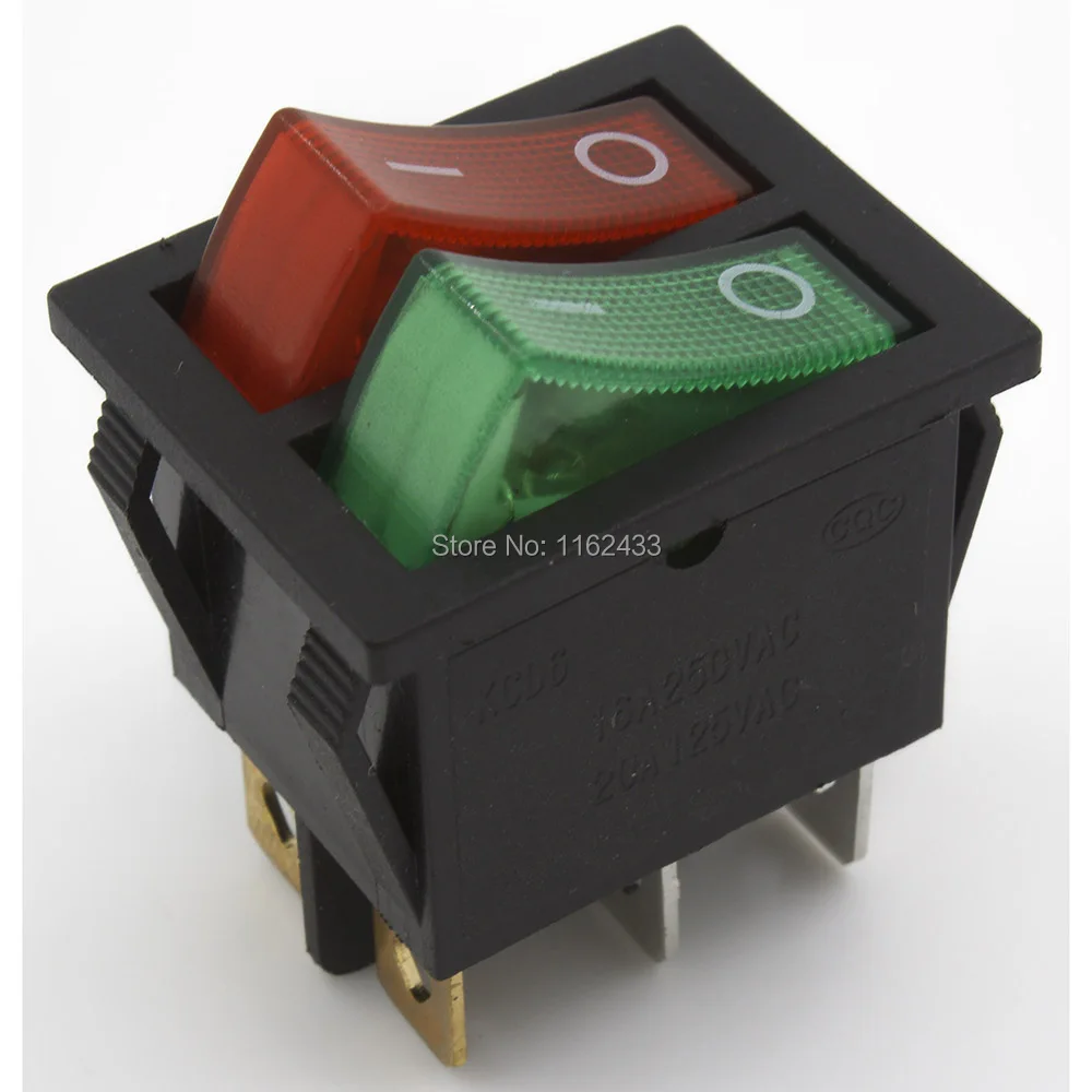 5 шт./лот KCD6 202N rocker switch перфорированный 26x22 мм 6 контактный ON OFF Выключатель питания